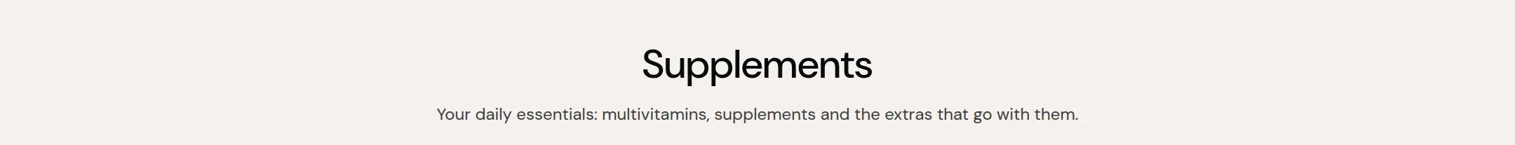 The Supplements banner with label, heading and description.
