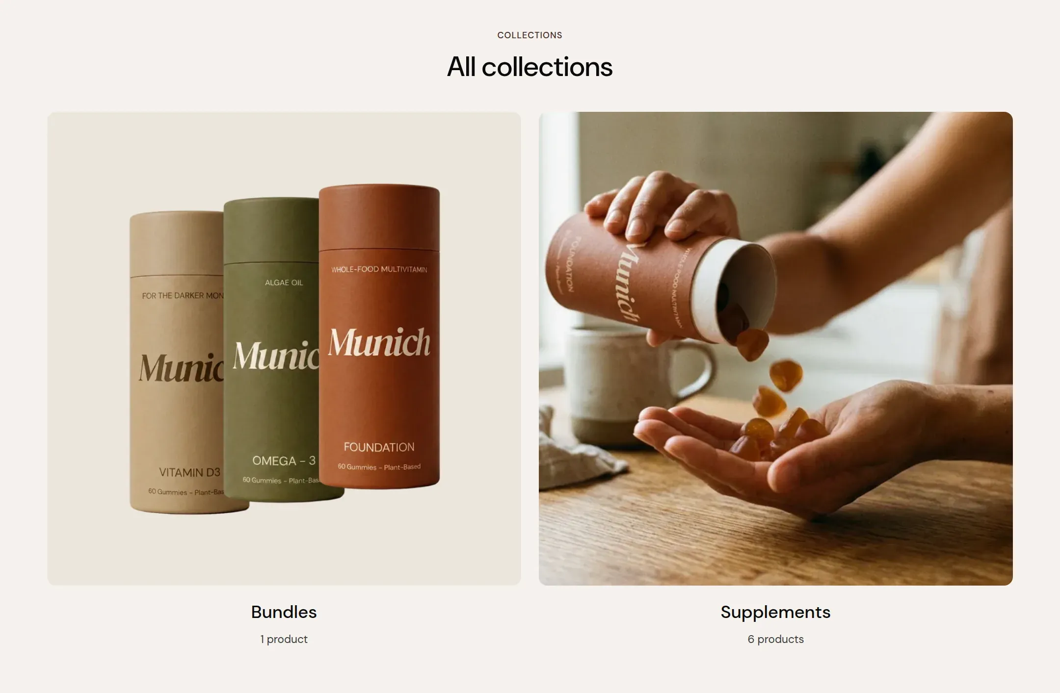 Two collection cards on the collections page.