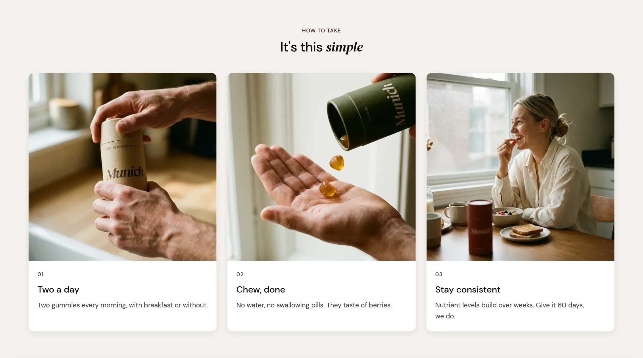 Three steps with photos on the product page.