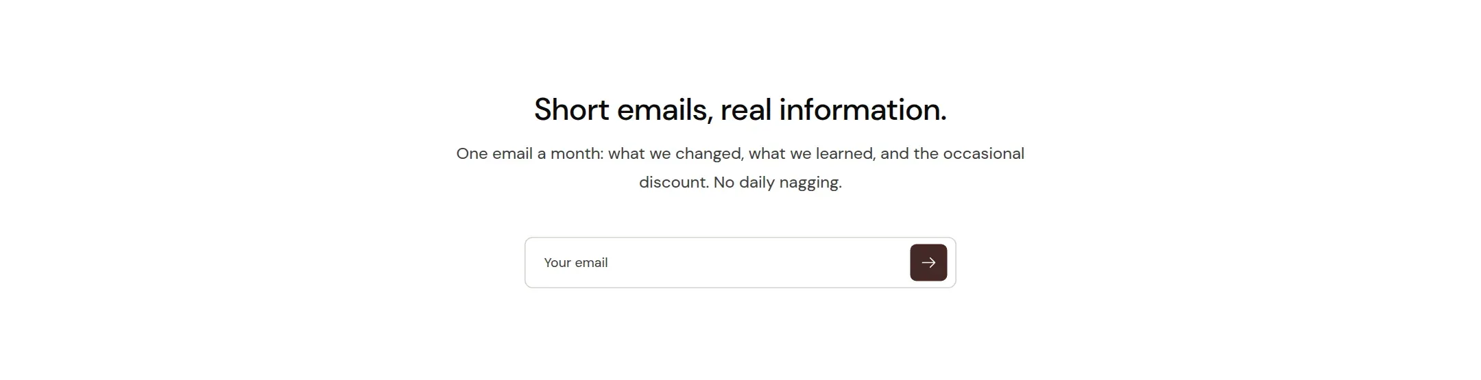 The newsletter card at the end of the about page.